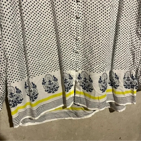 Lucky Brand Women’s Top Size Medium Lightweight Boho Button Front Polka Dot - Picture 2 of 9